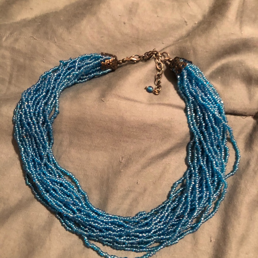 Blue beaded necklace from Nepal.